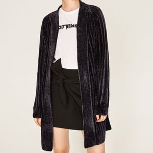 Zara Chenille Dark Blue Long Cardigan